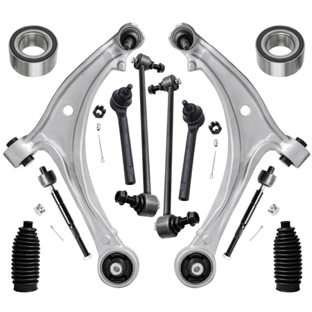 Detroit Axle - 12pc Front End Suspension Kit for 05-10 Honda Odyssey, Lower Control Arms w/Ball Joint Tie Rods Sway Bar Links Wheel Bearings Boots 2005 2006 2007 2008 2009 2010