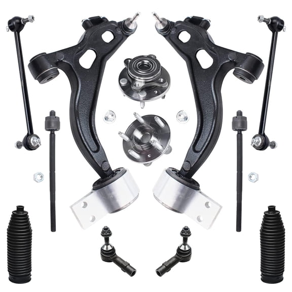 Detroit Axle - 12pc AWD Front End Suspension Kit for 2005 2006 2007 Ford Freestyle Five Hundred Mercury Montego, Wheel Bearing Hubs Lower Control Arms Tie Rods Sway Bars Boots Replacement