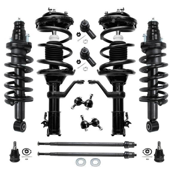 Detroit Axle - 12pc Front & Rear Struts w/Coil Spring Inner Outer Tie Rods Lower Ball Joints & Sway Bar Links for 2002-2006 Honda CR-V