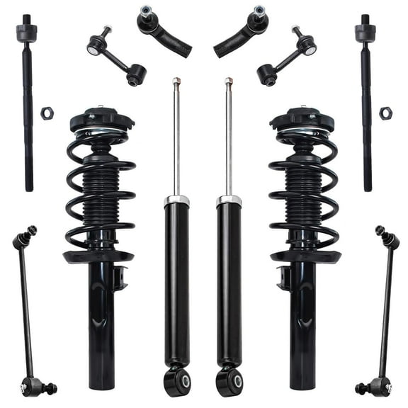 Detroit Axle - 12pc Front Struts Kit for 12-17 VW Jetta, 2 Struts w/Coil Spring 4 Tie Rods 2 Rear Shock Absorbers 4 Front and Rear Sway Bars 2012 2013 2014 2015 2016 2017 Replacement Suspension