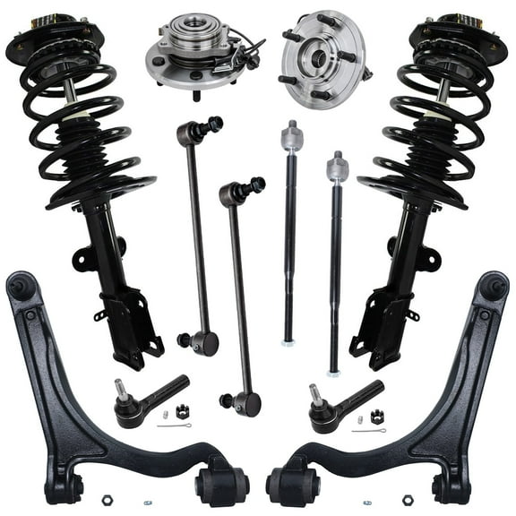 Detroit Axle - 12pc Front Struts, Lower Control Arm w/Ball Joints, Sway Bar End Links, Inner Outer Tierods, Wheel Hubs Bearing Replacement Replacement for 2004 2005 2006 Chrysler Pacifica