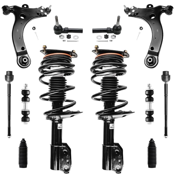 Detroit Axle - 12pc Front End Suspension Kit for Chevy Impala Monte Carlo Buick Allure Century LaCrosse Regal, Lower Control Arms w/Ball Joint Struts Sway Bars Tie Rods Boots Replacement