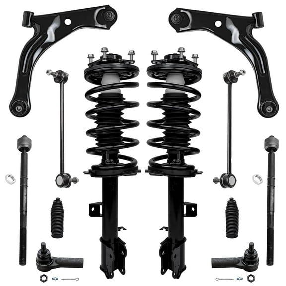 Detroit Axle - 12pc Front Struts w/Coil Spring Lower Control Arms w/Ball Joints Sway Bars Inner Outer Tie Rods and Boots Kit Replacement for 2008 2009 Ford Escape Mercury Mariner Non-Hybrid