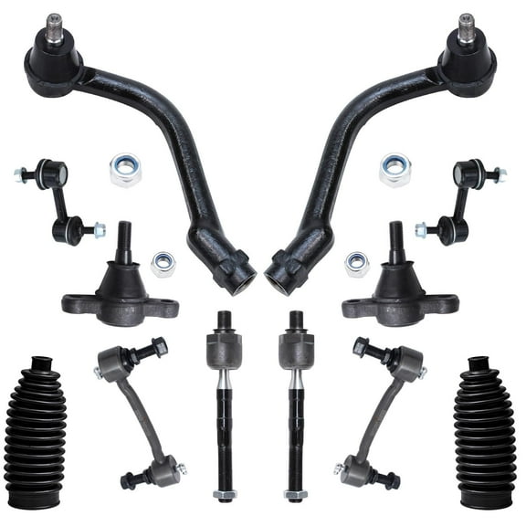 Detroit Axle - 12pc Front Suspension Kit for Hyundai 2006-2008 Sonata, 2006-2007 Azera, 4 Tie Rods 4 Front Rear Sway Bar Links 2 Lower Ball Joints 2 Boots Replacement