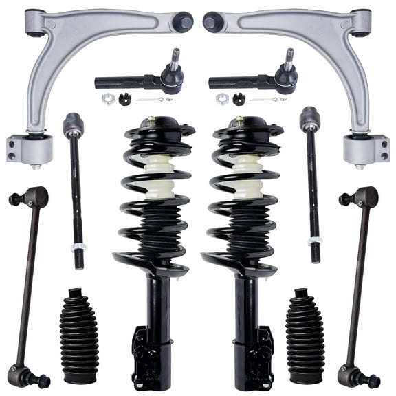 Detroit Axle - 12pc Front Suspension Kit Struts Control Arms Tie Rods Sway Bars for Chevy Malibu, Pontiac G6, Saturn Aura