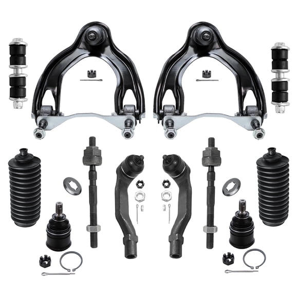 Detroit Axle - 12pc Front Upper Control Arms w/Ball Joint Suspension Kit for Honda Civic Integra