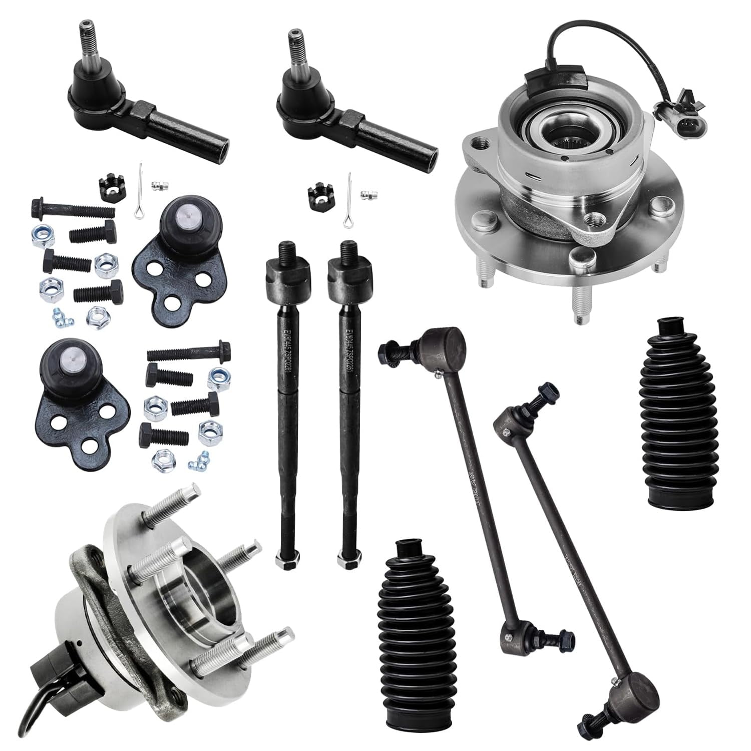 Wheel Rod Replacement Detroit Axle - 12pc Front Wheel Bearing & Hub Sway Bars Tie Rods ...