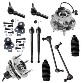 Detroit Axle - 12pc Front Wheel Bearing & Hub Sway Bars Tie Rods Replacement for 2005-2010 Chevy Cobalt - [2007-2010 Pontiac G5] - 2004-2007 Saturn Ion Red Line
