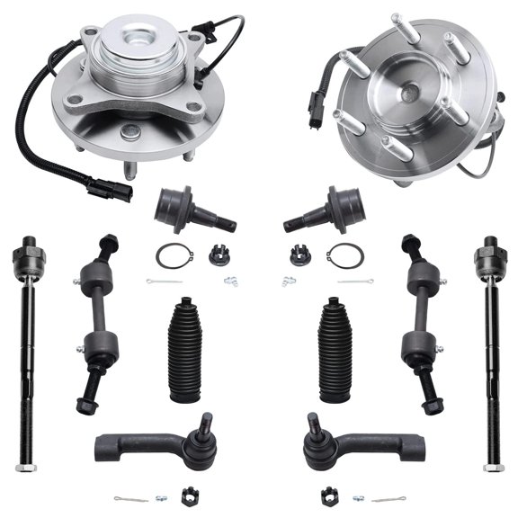 Detroit Axle - 12pc Front Wheel Bearing & Hubs, Inner Outer Tie Rods w/ Boots, Ball Joints, Sway Bar Links for 2011 - 2014 Ford F-150 / Expedition / Lincoln Navigator - 6 Lug 2WD ONLY