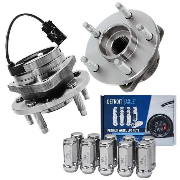 Detroit Axle - 12pc Front Wheel Bearing Hubs Kit for Chevrolet Malibu HHR Cobalt Saturn Aura Pontiac G6 2 Wheel Hub & Bearing Assemblies 10 Wheel Lug Nuts 2008 2009 Replacement