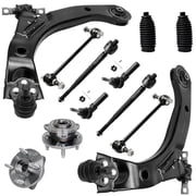 Detroit Axle - 12pc Front Wheel Bearing & Hubs, Lower Control Arms, Inner Outer Tie Rods w/ Boots, Sway Bars for 05-10 Chevy Cobalt - [07-08 Pontiac G5] - 05-06 Pursuit - 4 LUG NON-ABS N/A w/ FE1 Sus.