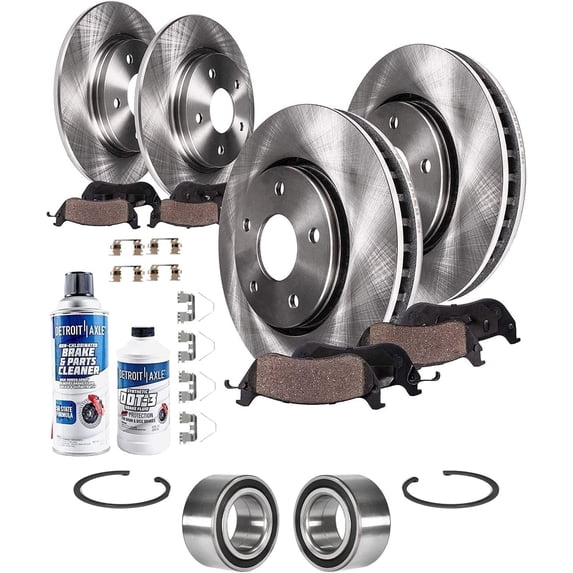 Detroit Axle - Front Brake Kit for 2013-2016 Honda Accord, Disc Brake Rotors Ceramic Brake Pads Wheel Bearings 2014 2015 Replacement : 11.54" inch Front and 11.10" inch Rear rotor
