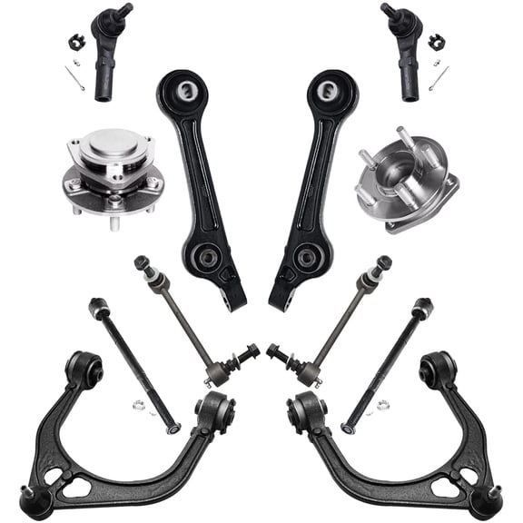 Detroit Axle - 12pc RWD Front Control Arms Wheel Hub Bearings Tie Rods Sway Bars Replacement for Chrysler 300 Dodge Challenger Charger