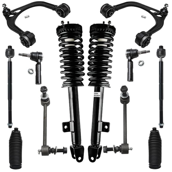 Detroit Axle - 12pc RWD Front End Suspension Kit for Chrysler 300, Dodge Charger Magnum, 2 Upper Control Arms 2 Sway Bar Links 4 Outer Inner Tie Rods 2 Struts 2 Boots Replacement Ready Struts Shocks