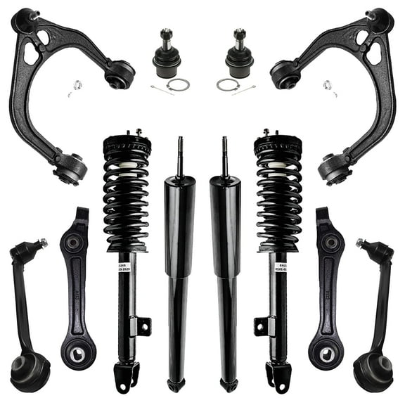 Detroit Axle - 12pc Front End Control Arms Kit for 05-10 Chrysler 300, 2006-2010 Dodge Charger, 2005-2008 Magnum, Control Arms Struts & Coil Spring Ball Joints Rear Shock Absorbers Replacement