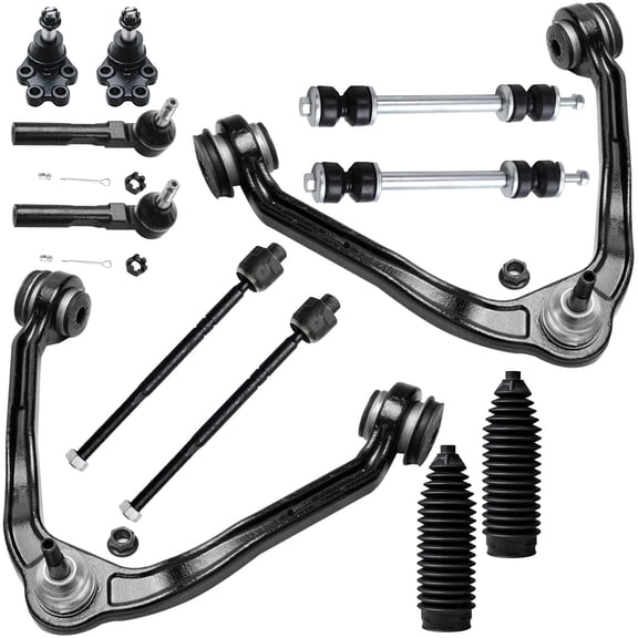 Detroit Axle - RWD Front Suspension Kit for 1999-2006 Chevy Silverado 1500 GMC Sierra 1500, 2 Upper Control Arms 2 Lower Ball Joints 4 Tie Rods 2 Sway Bar Links 2 Boots Replacement - 12pc set