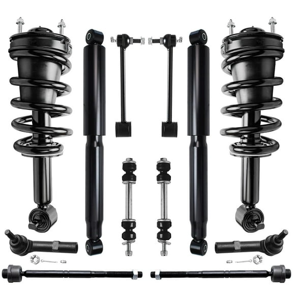 Detroit Axle - 12pc Struts Shocks Kit for Chevrolet GMC Suburban Yukon XL 1500 Tahoe Avalanche Escalade EXT ESV 2 Front Struts 4 Tie Rods Rear 2 Shock Absorbers 4 Front Rear Sway Bars Replacement