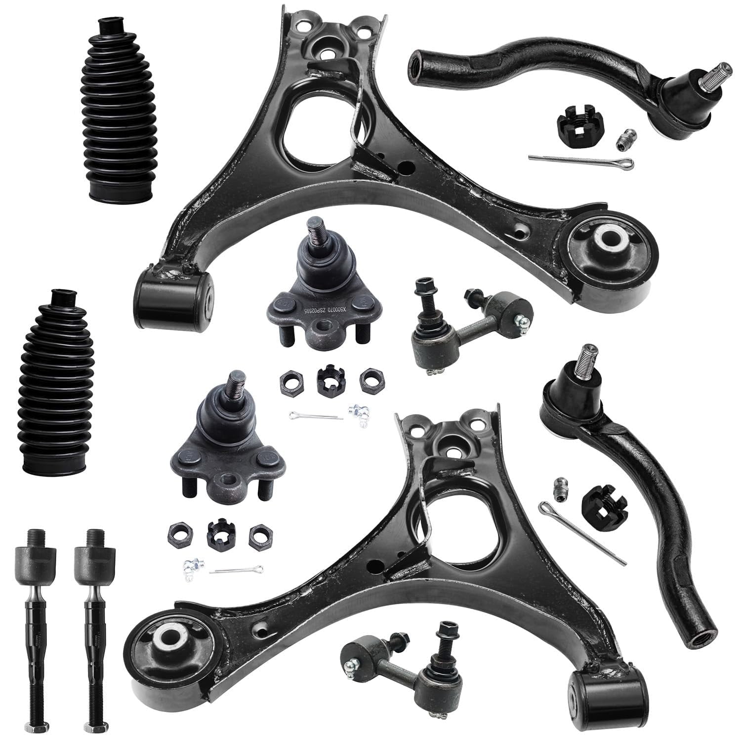 Detroit Axle - 12pc Suspension Kit for 1.8L 2006-2011 Honda Civic 2007 2008 2009 2010, 2 Lower Control Arms, 2 Lower Ball Joints, 4 Inner and Outer Tie Rods, 2 Sway Bar Links, 2 Boots, Replacement