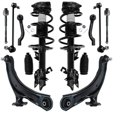 Detroit Axle - 12pc Suspension Kit for 2008-2012 Nissan Rogue 2009 2010 2011, 2 Ready Struts, 2 Lower Control Arms & Ball Joints, 4 Inner & Outer Tie Rods, 2 Sway Bar Links, 2 Boots, Replacement