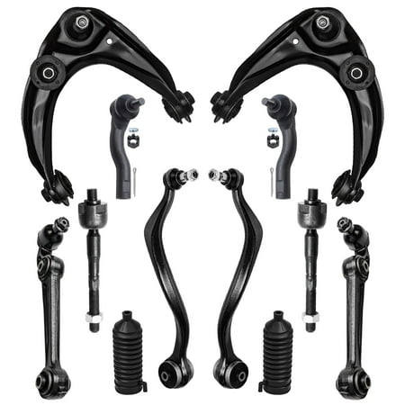 Detroit Axle - 12pc Suspension Kit for 2010 2011 2012 Ford Fusion 2.5L 3.0L, 6 Upper & Lower Forward Rearward Control Arms w/Ball Joints, 4 Inner and Outer Tie Rods, 2 Boots, Replacement