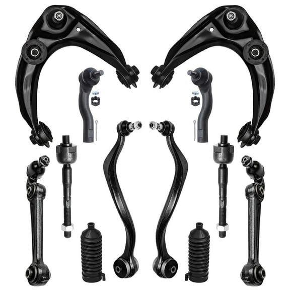 Detroit Axle - 12pc Suspension Kit for 2010 2011 2012 Ford Fusion 2.5L 3.0L, 6 Upper & Lower Forward Rearward Control Arms w/Ball Joints, 4 Inner and Outer Tie Rods, 2 Boots, Replacement