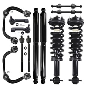 Detroit Axle - 12pc 4WD Front Suspension Kit for 2015 2016 2017 2018 2019 2020 Ford F-150, 2 Ready Struts 2 Rear Shock Absorbers 2 Upper Control Arms w/Ball Joints 4 Tie Rods 2 Sway Bars Replacement