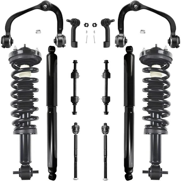 Detroit Axle - 12pc Suspension Kit for 4WD 2015 2016 2017 Ford F-150, 2 Ready Struts, 2 Shock Absorbers, 2 Upper Control Arms w/Ball Joints, 4 Inner Outer Tie Rods, 2 Sway Bars, Replacement