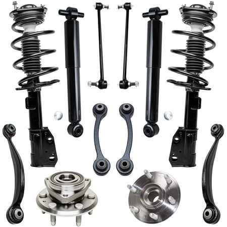 Detroit Axle - 12pc Suspension Kit for Buick Enclave Chevy Traverse GMC Acadia Saturn Outlook, Front Struts Sway Bars, Rear Shocks Upper Control Arms Links, Front Rear Wheel Bearing Hubs