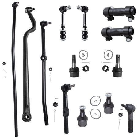 Detroit Axle - 13pc Front Inner Outer Tie Rods Upper Lower Ball Joints Sway Bars Track Bar & Adjustment Sleeves for 1996-1997 Dodge Ram 2500 Dana 60 4WD - [96-97 Dodge Ram 3500 4x4 DANA 60]