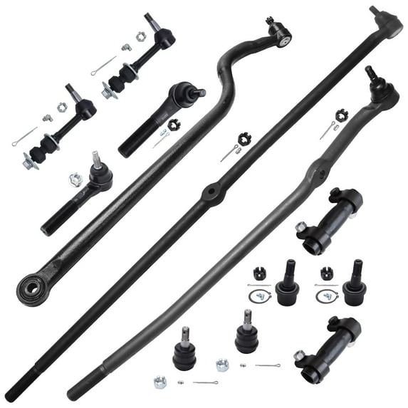 Detroit Axle - 13pc Front Suspension Kit for 4WD 2000 2001 2002 Dodge Ram 2500 3500, 4 Upper & Lower Ball Joints, 4 Inner & Outer Tie Rods, 2 Sway Bars, 2 Adjusting Sleeves, Track Bar