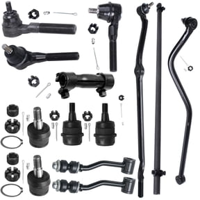 Detroit Axle - 13pc Front Suspension Kit for Jeep Cherokee Comanche, Lower Upper Ball Joints Outer Inner Tie Rods Sway Bar Links Drag Link Track Bar Adjusting Sleeves Replacement