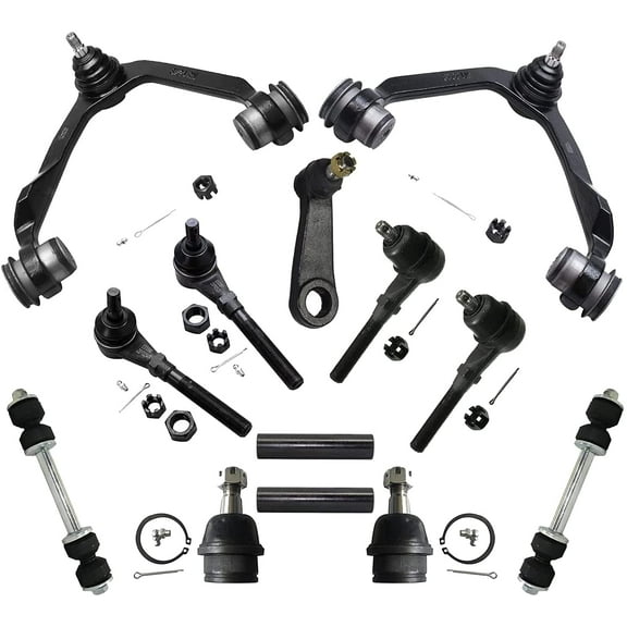 Detroit Axle - 13pc Suspension Kit for 4WD Ford F-150 F-250 Expedition Navigator, 2 Upper Control Arms w/ Ball Joints, 2 Lower Ball Joints, 4 Tie Rods, 2 Sway Bars, 2 Sleeves 1 Pitman Arm Replacement