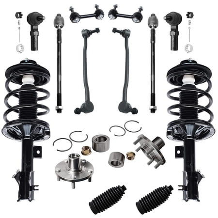 Detroit Axle - 14-Piece Front Strut & Coil Spring Pair, Front Wheel Bearings, Front + Rear Sway Bar Links, Inner Outer Tie Rod Ends for 2004 2005 2006 2007 2008 Nissan Maxima