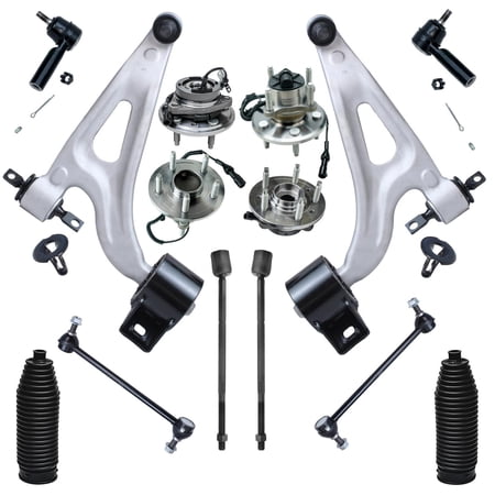 Detroit Axle - 14PC Front Rear Wheel Bearing & Hub Assembly w/ABS Front Lower Control Arms w/Ball Joint Sway Bars Inner and Outer Tie Rods Replacement for 2004-2007 Ford Freestar Mercury Monterey