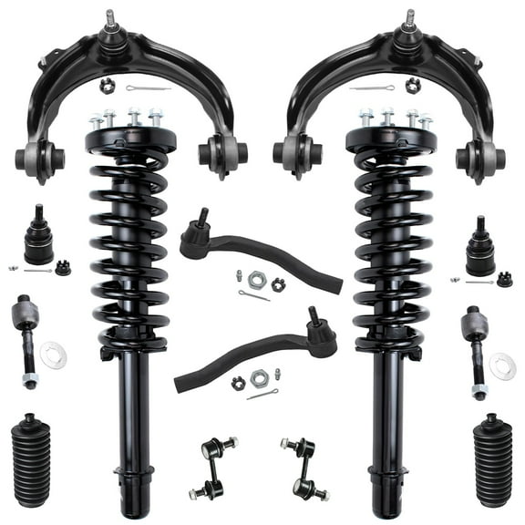 Detroit Axle - 14PC Front Strut & Coil Spring + Upper Control Arms, Ball Joints, Sway Bars Inner Outer Tie Rods w/Boots Replacement for 2003-2007 Honda Accord 2.4L