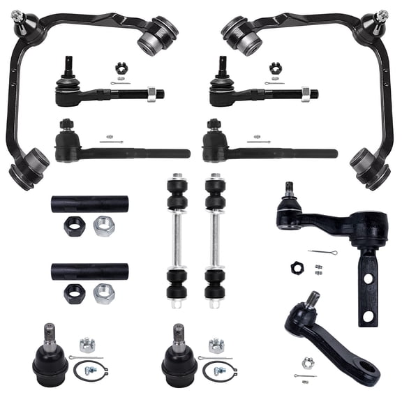 Detroit Axle - 14pc 2WD Front Upper Control Arms Tie Rods Suspension Kit Replacement for Ford F-150 Expedition