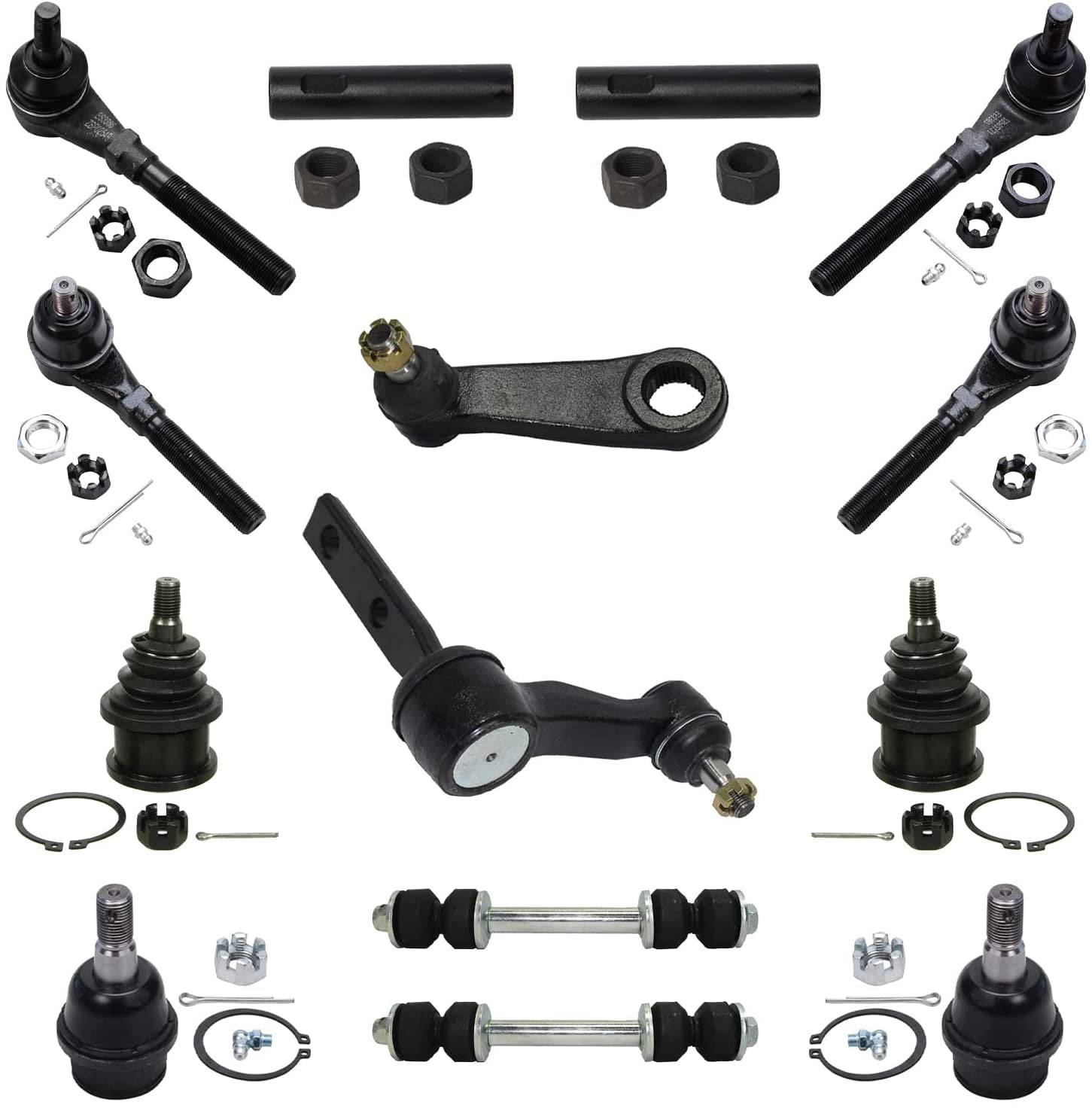 Detroit Axle - 14pc 4WD Front Ball Joints Tie Rods Suspension Kit