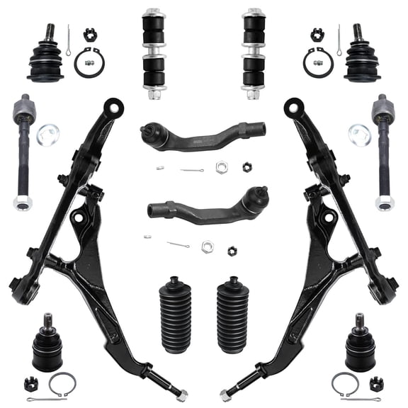 Detroit Axle - 14pc Front End Control Arms Kit for 1992-1995 Honda Civic, 2 Lower Control Arms 4 Ball Joints 2 Sway Bars 4 Tie Rods 2 Boots 1992 1993 1994 1995 Replacement