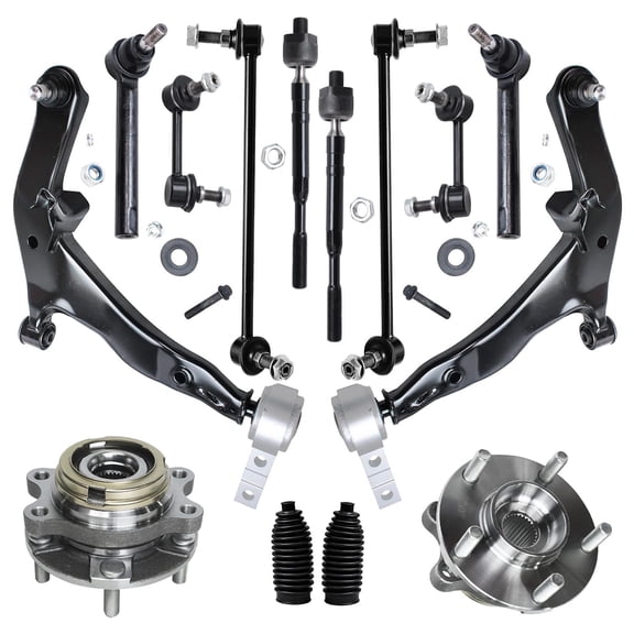 Detroit Axle - 14pc Front End Control Arms Kit for 2003-2004 Nissan Murano, Lower Control Arms & Ball Joint Tie Rods Wheel Bearing Hubs Boot Front and Rear Sway Bars Replacement