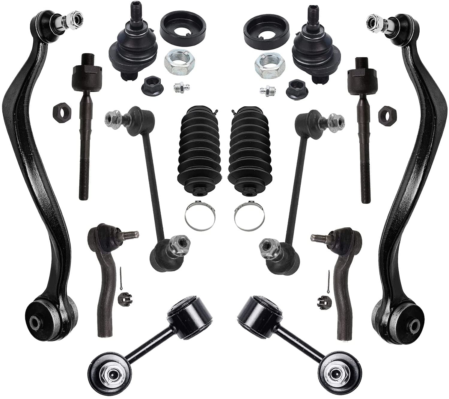 Detroit Axle - 14pc Front End Kit for Ford Fusion Lincoln MKZ Zephyr Mercury Milan Lower Control Arms w/Ball Joints Upper Lower Ball Joints Tie Rods Front Rear Sway Bars Replacement