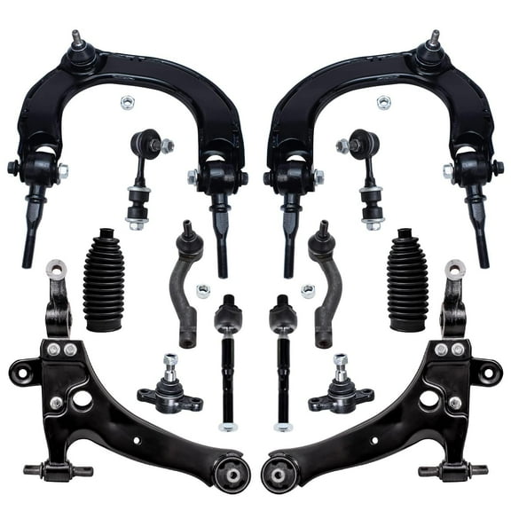 Detroit Axle - 14pc Front End Kit for Sonata XG350 XG300 Kia Optima 2 Upper Control Arms w/Ball Joints 2 Lower Control Arms 2 Lower Ball Joints 4 Tie Rods 2 Sway Bars 2 Boots Replacement