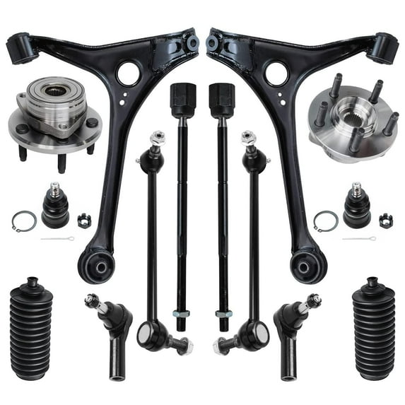 Detroit Axle - 14pc Front End Suspension Kit for 1998-2007 Ford Taurus, 98-05 Mercury Sable, Lower Control Arms Tie Rods Sway Bars Lower Ball Joints Wheel Bearing Hubs Boots Replacement