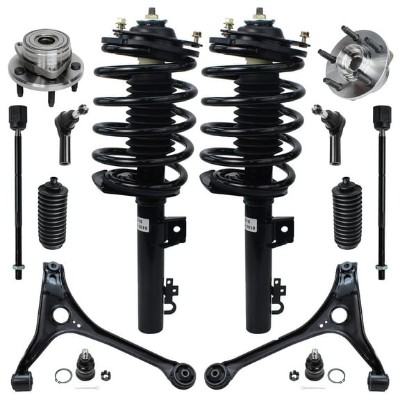 Detroit Axle - 14pc Front End Suspension Kit for 98-07 Ford Taurus 1998-2005 Mercury Sable Ready Struts Lower Control Arms Ball Joints Wheel Bearing Hubs Inner Outer Tie Rods Boots Replacement