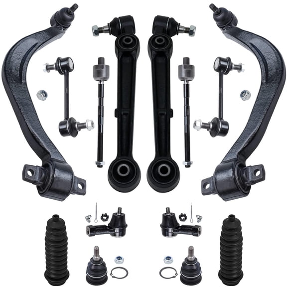 Detroit Axle - 14pc Front Lower Control Arm w/Ball Joint, Sway Bar, Inner and Outer Tie Rod Kit Replacement for 95-00 Sebring Coupe - [95-00 Dodge Avenger] - 95-99 Mitsubishi Eclipse