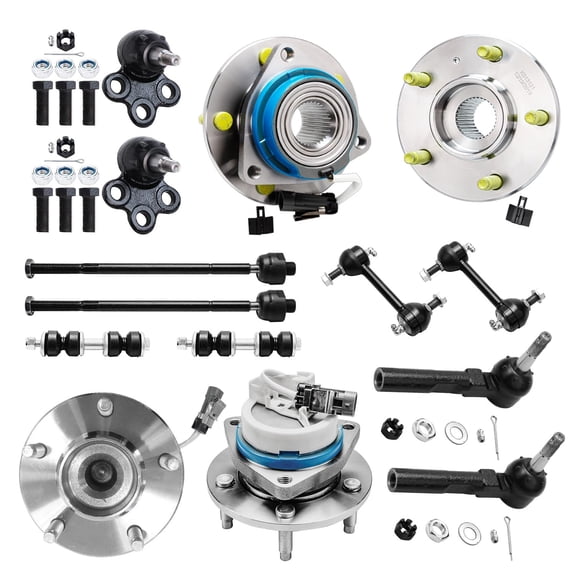 Detroit Axle - 14pc 2WD Suspension Kit for 2002-2007 Buick Rendezvous, Front Rear 4 Wheel Bearing Hubs 4 Sway Bars, Front 2 Lower Ball Joints 4 Tie Rods 2003 2004 2005 2006