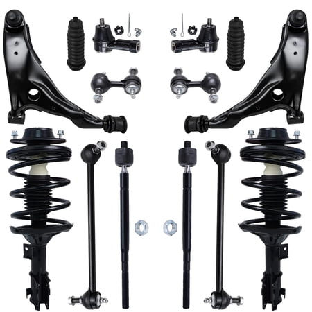 Detroit Axle - 14pc Front Strut Lower Control Arm w/Ball Joint Inner Outer Tie Rod w/Boot, Front & Rear Sway Bar Link Kit Replacement for 2001 Sebring Dodge Stratus Mitsubishi Eclipse - 2.4L