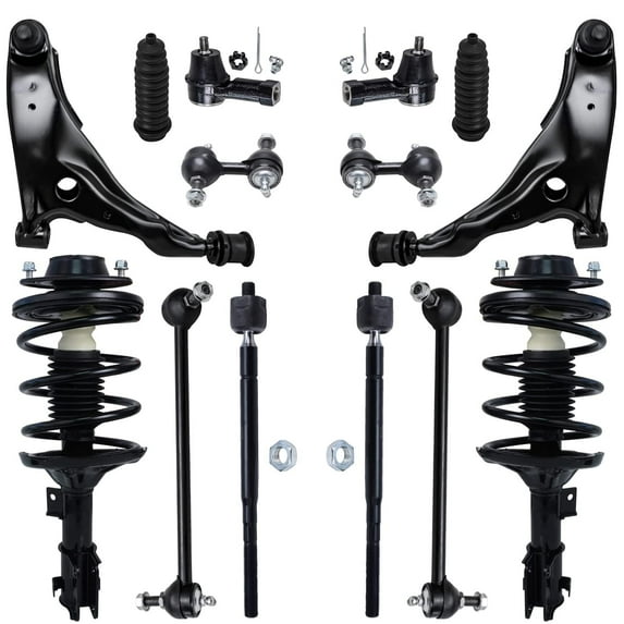 Detroit Axle - 14pc Front Strut Lower Control Arm w/Ball Joint Inner Outer Tie Rod w/Boot, Front & Rear Sway Bar Link Kit Replacement for 2001 Sebring Dodge Stratus Mitsubishi Eclipse - 2.4L