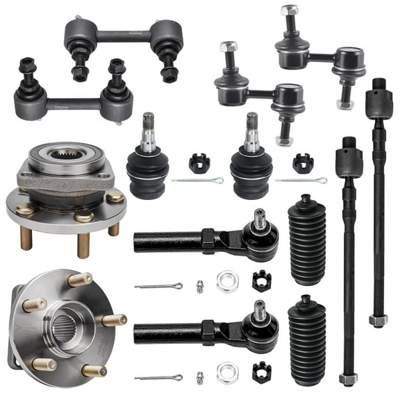 Detroit Axle - 14pc Front Wheel Bearing Hubs Suspension Kit for 2005-2009 Subaru Legacy Outback Replacement Wheel Bearing Hubs Tie Rods Boots Lower Ball Joints Front & Rear Sway Bars