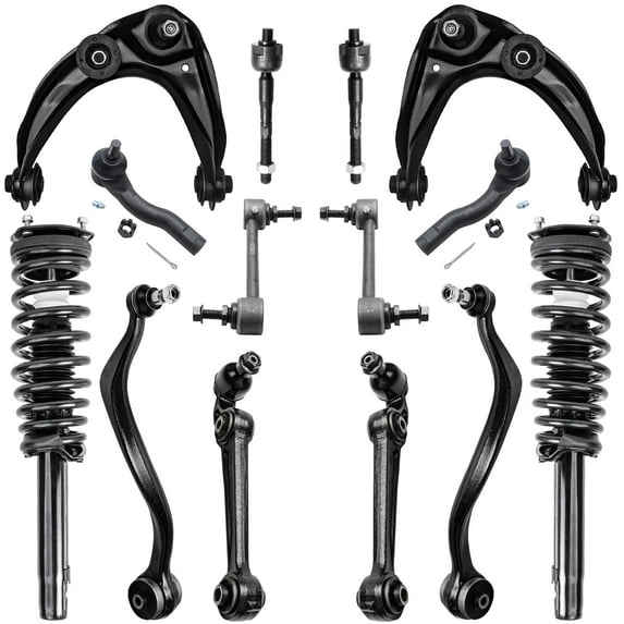 Detroit Axle - 14pc Suspension Kit for 2.5L 2010 2011 2012 Ford Fusion, Ready Struts, Upper Lower Forward Rearward Control Arms, Inner & Outer Tie Rods, Sway Bar Links Replacement