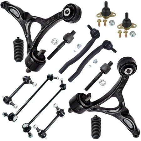 Detroit Axle - 14pc Suspension Kit for 2003-2014 Volvo XC90, 2 Lower Control Arms, 2 Lower Ball Joints, 4 Inner and Outer Tie Rods, 4 Sway Bar Links, 2 Boots, Replacement